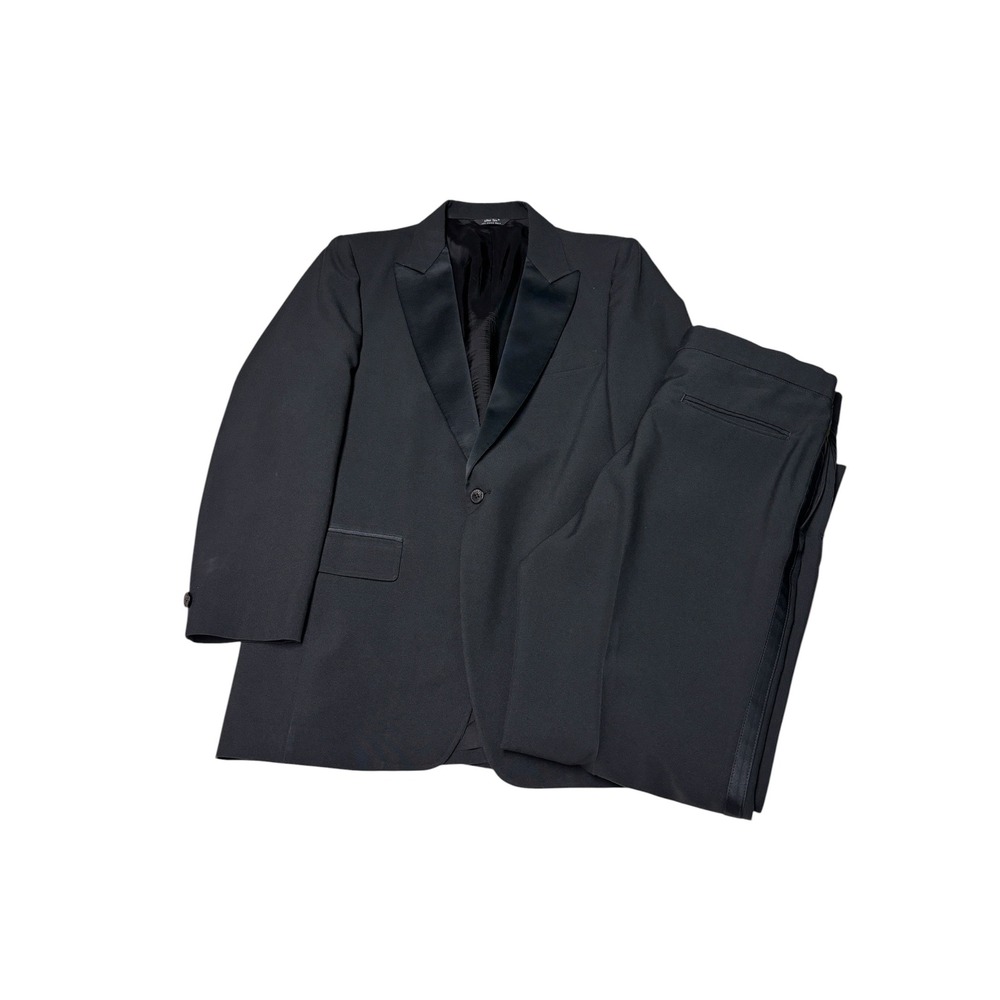 After Six x SSSSSS Mens Black Tuxedo Suit 2 Piece Peak Lapel Formal 40R 35x29